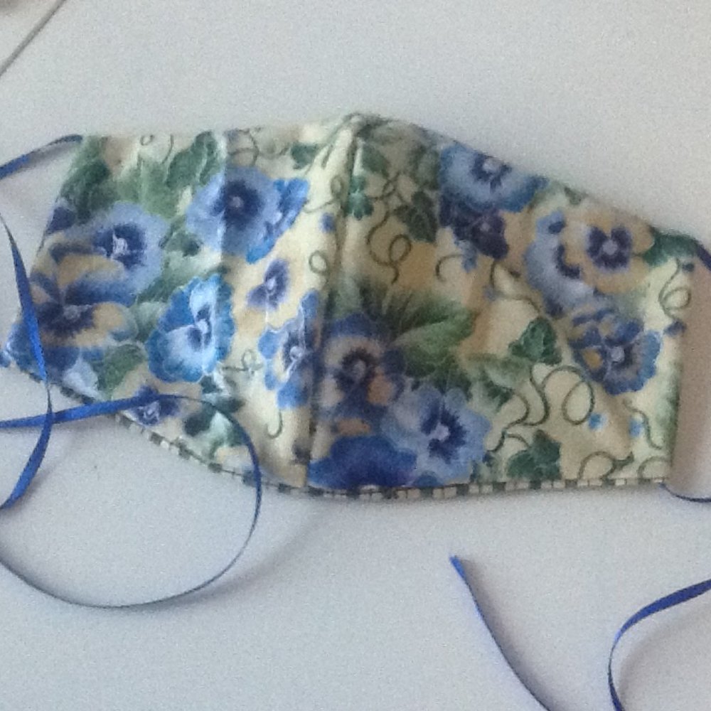 Homemade Facemask-Pansies on Yellow Background